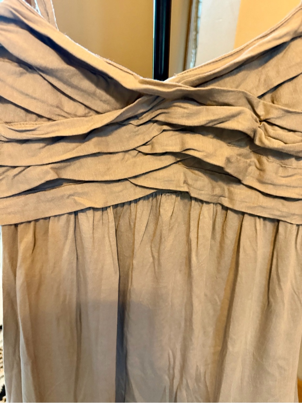 Strapless Ruched Bodice Maxi Dress in Taupe Gray